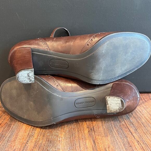 Etienne Aigner Brown Leather Eyelet Detail Nadine Mary Jane 8.5 - Picture 8 of 15